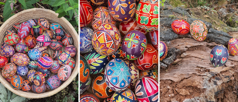 Ukrainian Easter Eggs Painted Bird Vintage Boutique