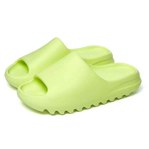 green yeezys slides