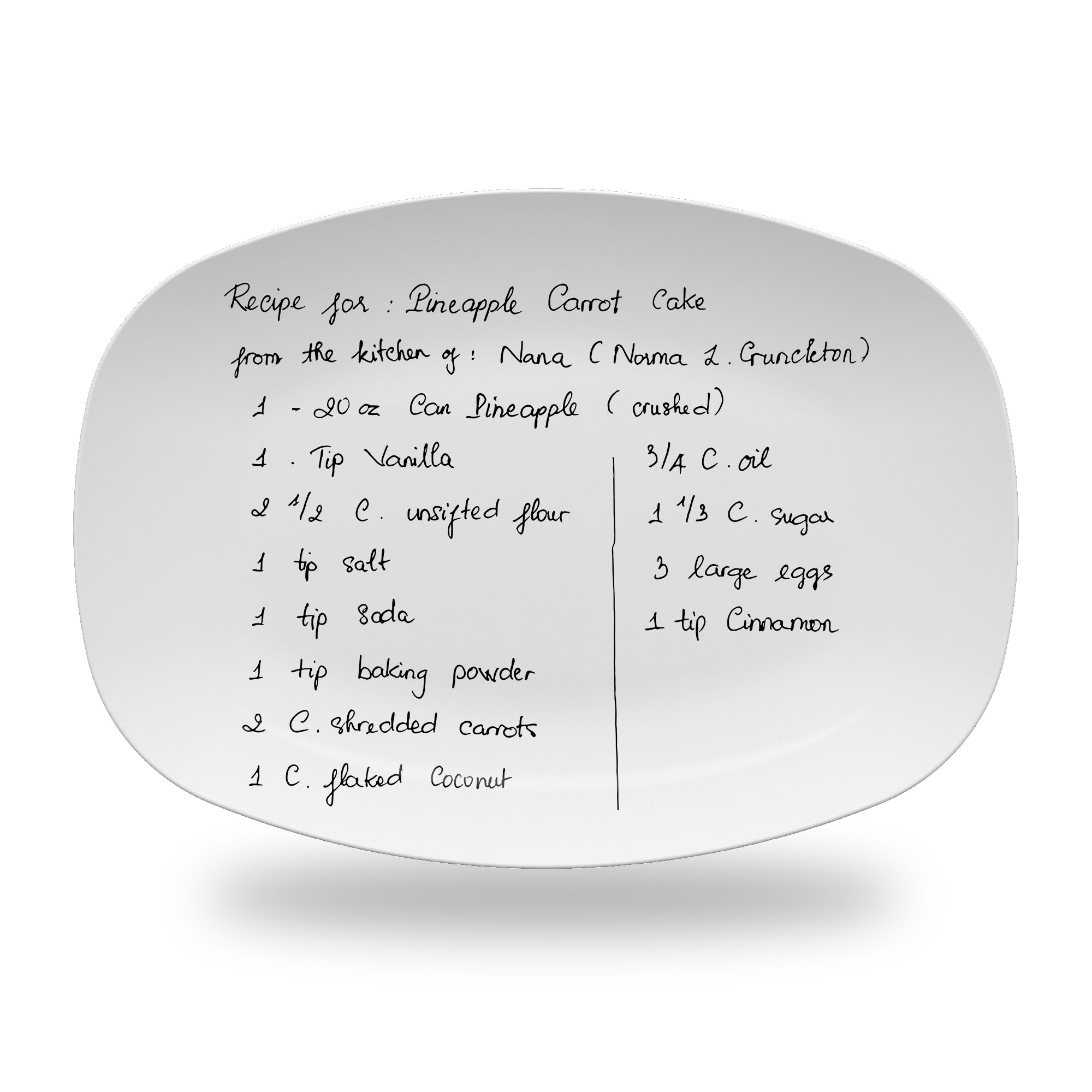 Handwritten Recipe Cake Pan, Grandma's Handwriting, Engraved Recipe, 9x12  Baking Pan, Custom Cake Pan, Christmas, Gift for Mom, Mother's Day