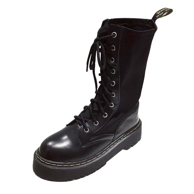 designer black combat boots