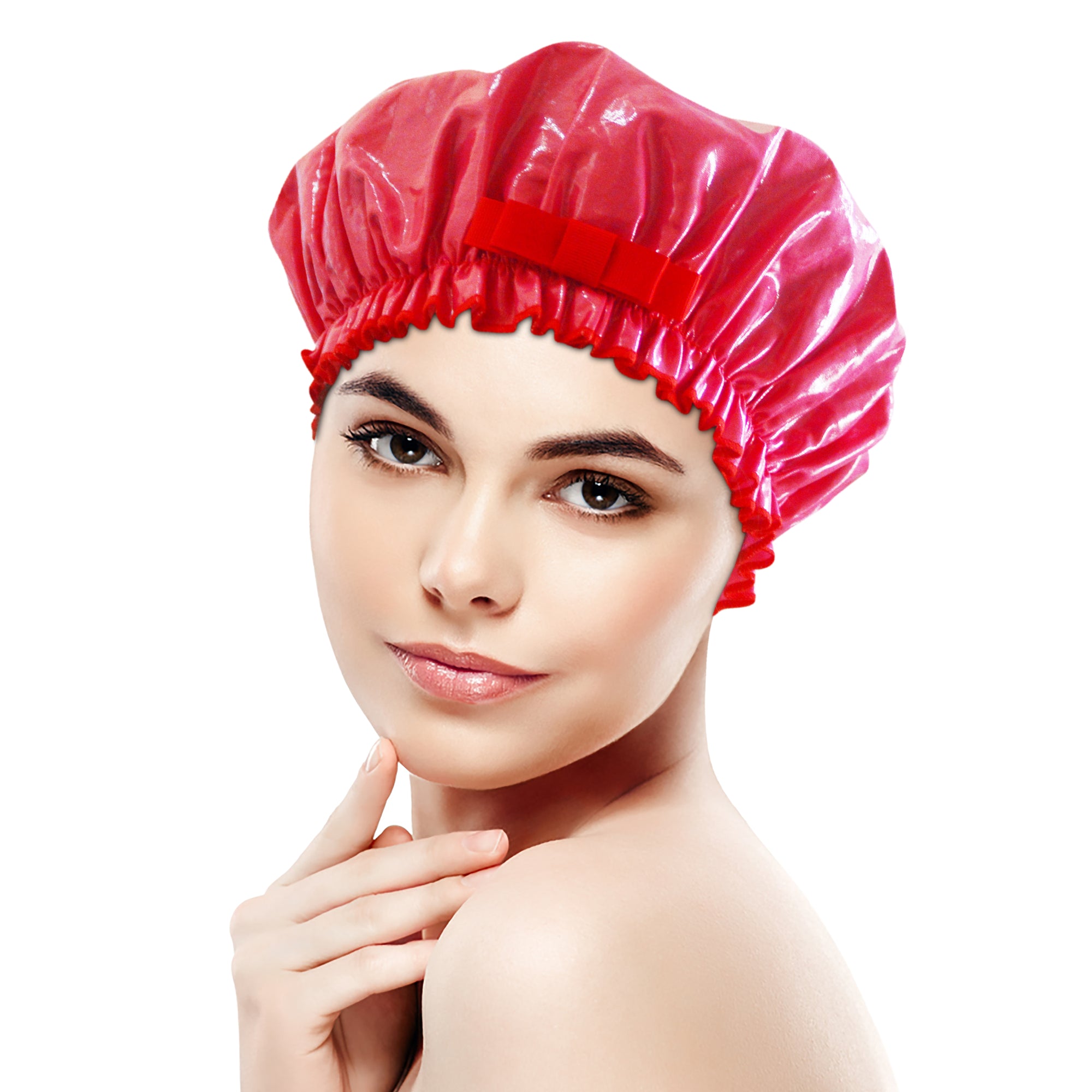 red shower cap