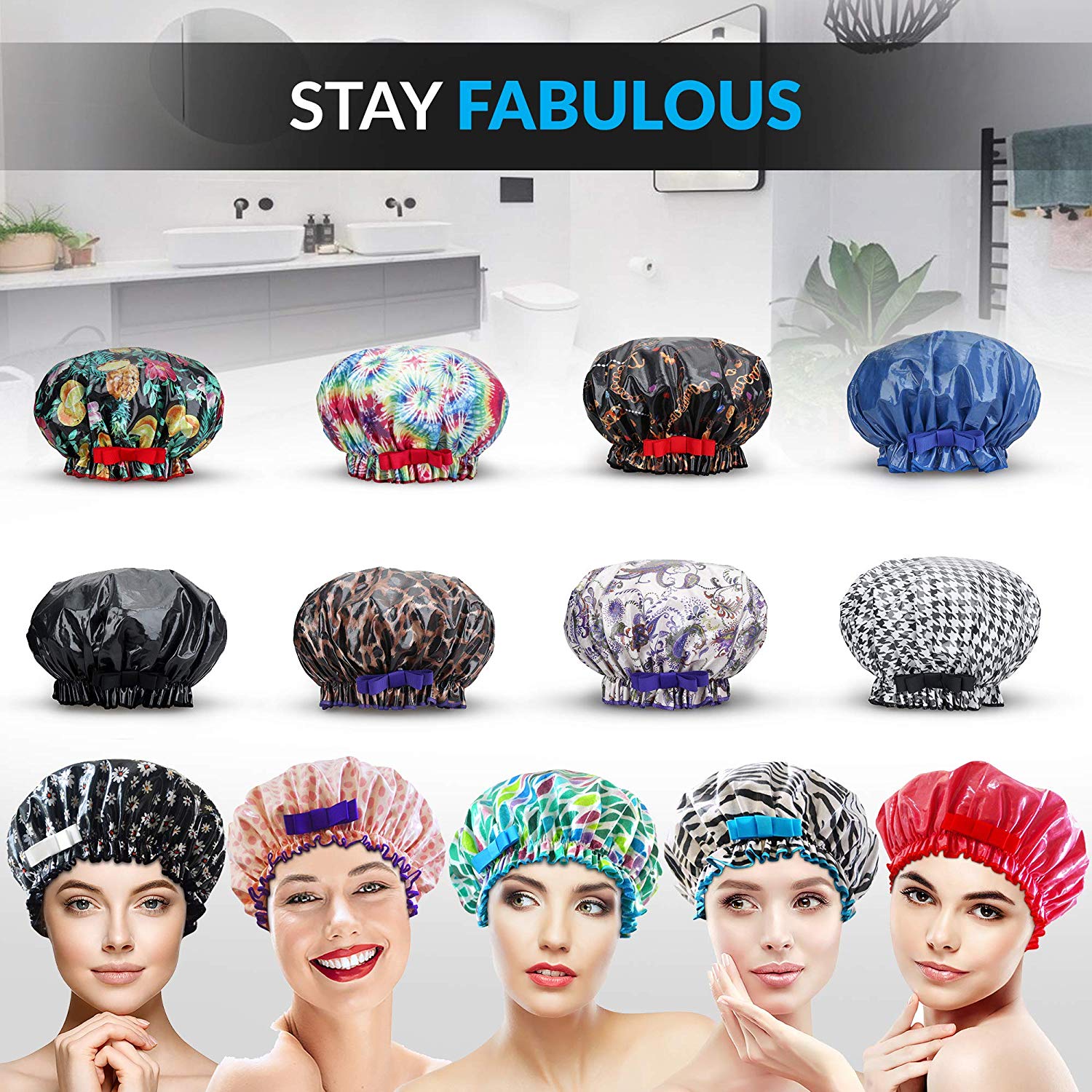 100 PCS) Blue Comfortable Shower Cap 