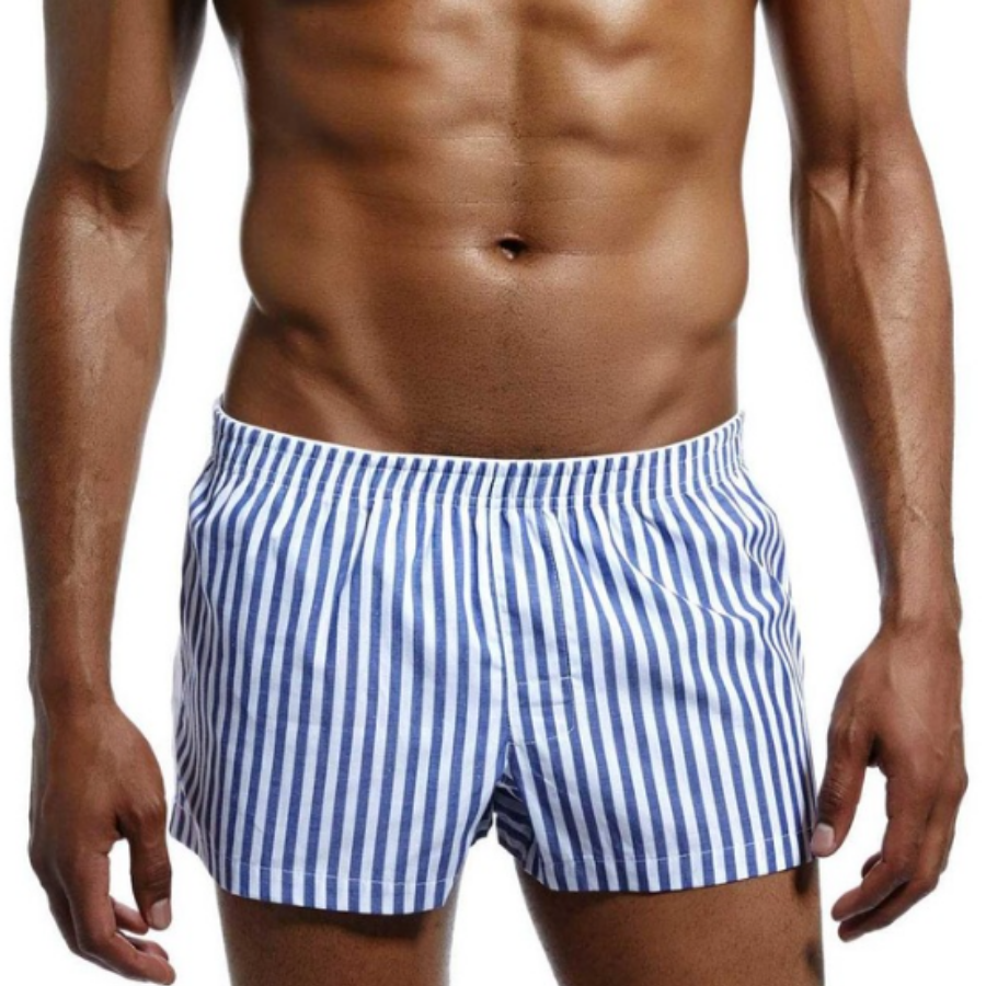 Men’s Lounge Shorts 100% Cotton Leisure Stripes-Merry & Joyous Store