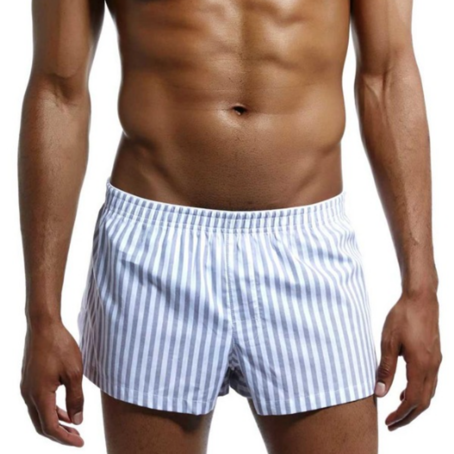 Men’s Lounge Shorts 100% Cotton Leisure Stripes-Merry & Joyous Store