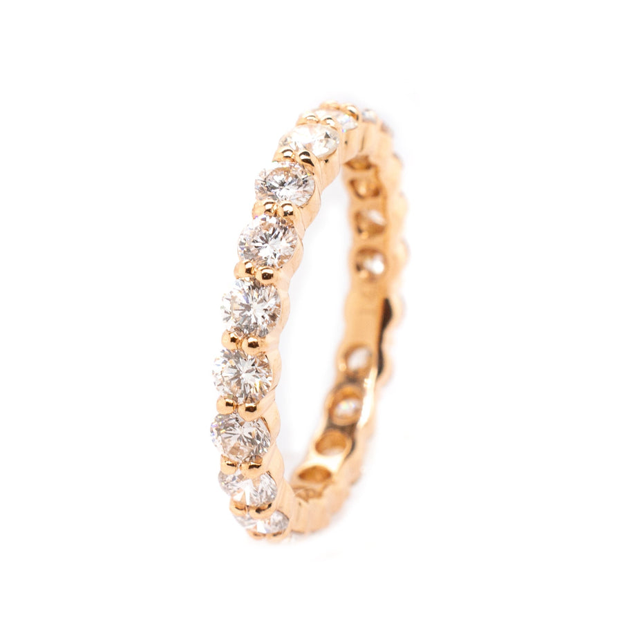 14K Rose Gold Ring With 1.87Ct. Real Natural Diamonds - Classic Pave Eternity Band Luxury Women Jewelry