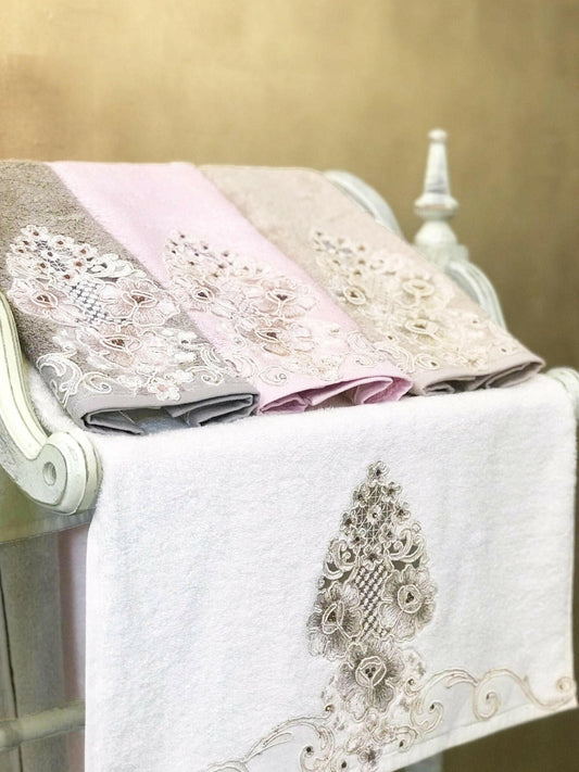 Royal Collection Luxury Bath Towel Set Antracit - Embroidery Towels