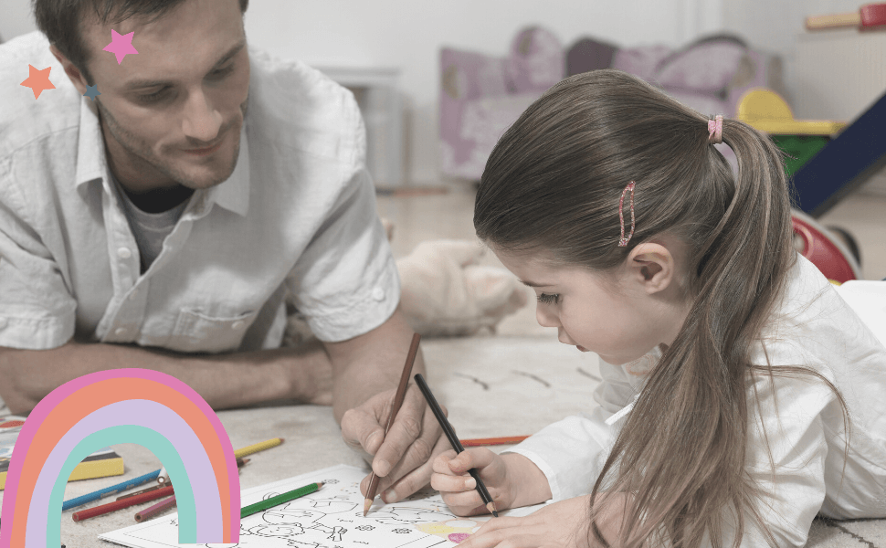 A father and his son colouring books