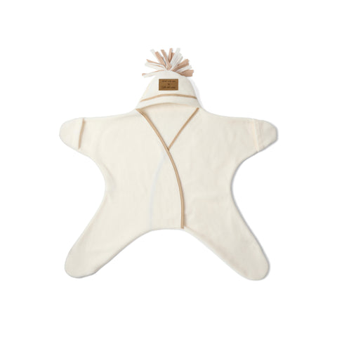 Cream Star Fleece Baby Wrap Blanket