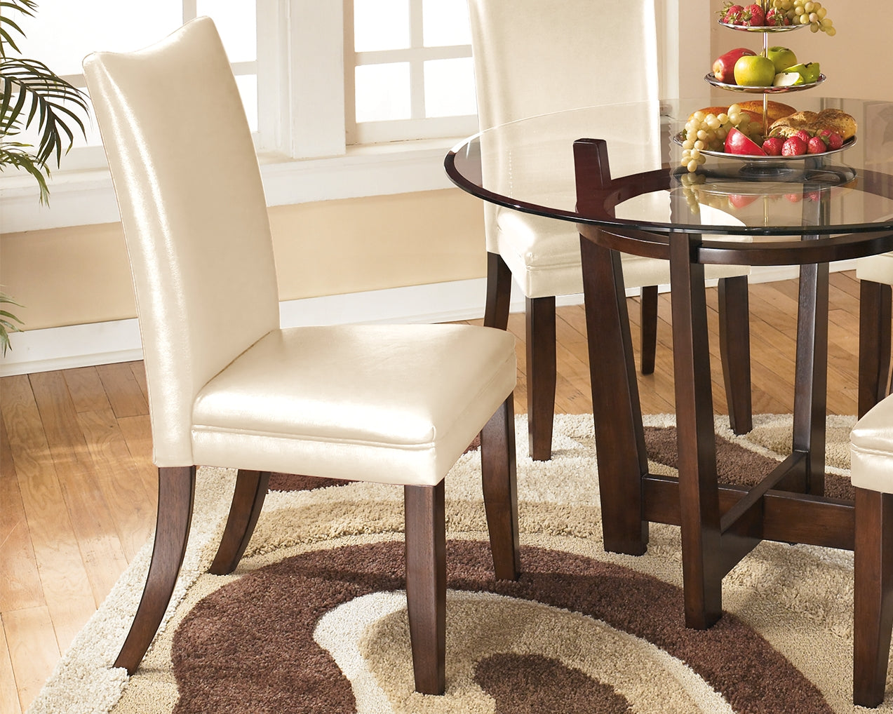 cream and wooden bar stools