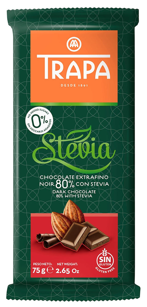 Trapa Stevia 50% Dark Bar With Almonds 5 Piece – La Sweets