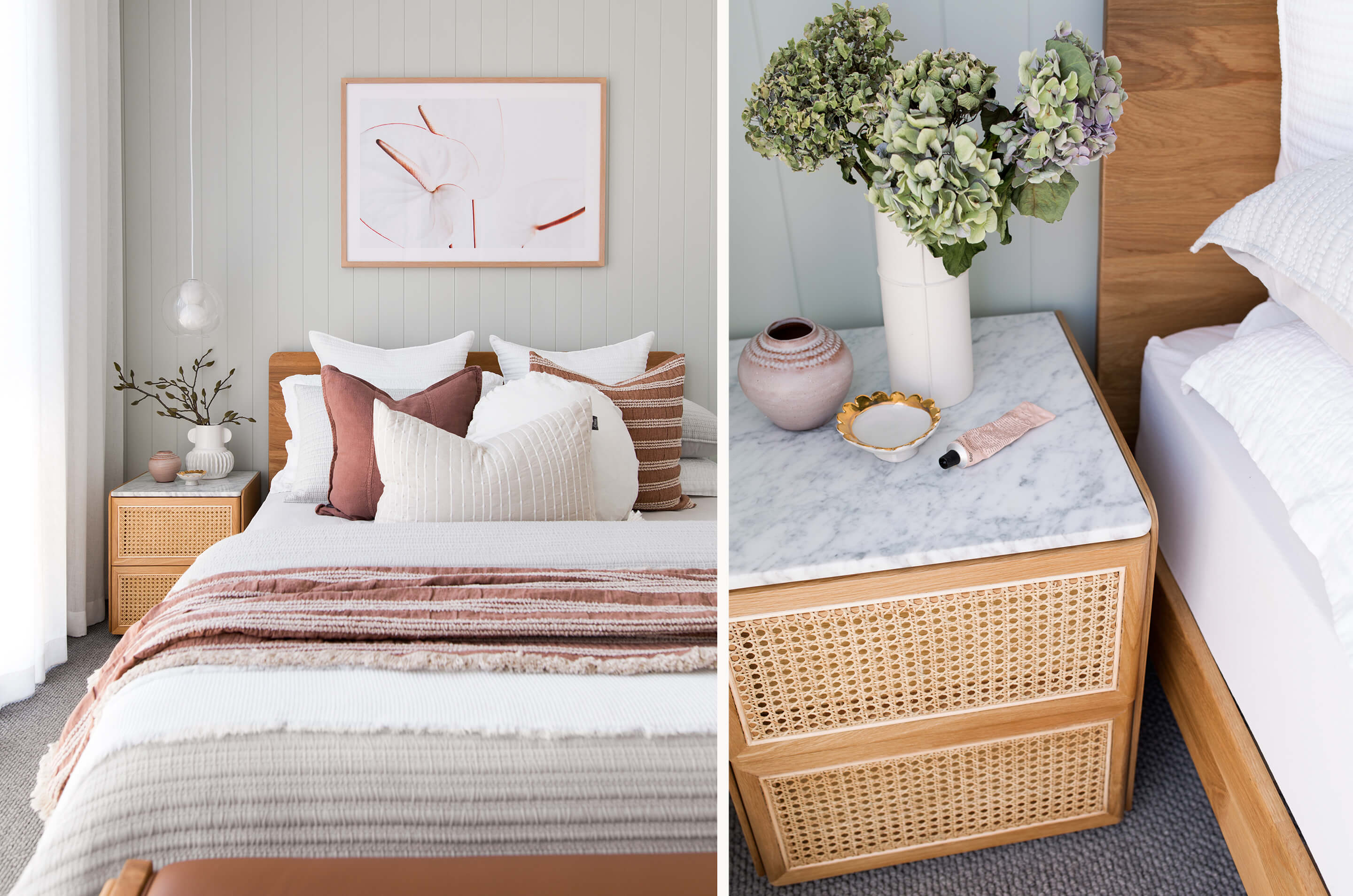In Master Makeover with Tarina Wood, Tarina shows us how to transform your bedroom space with a few key pieces and stunning homewares, including our Marlo Bed, Delta Bedsides & Aura Bench. 