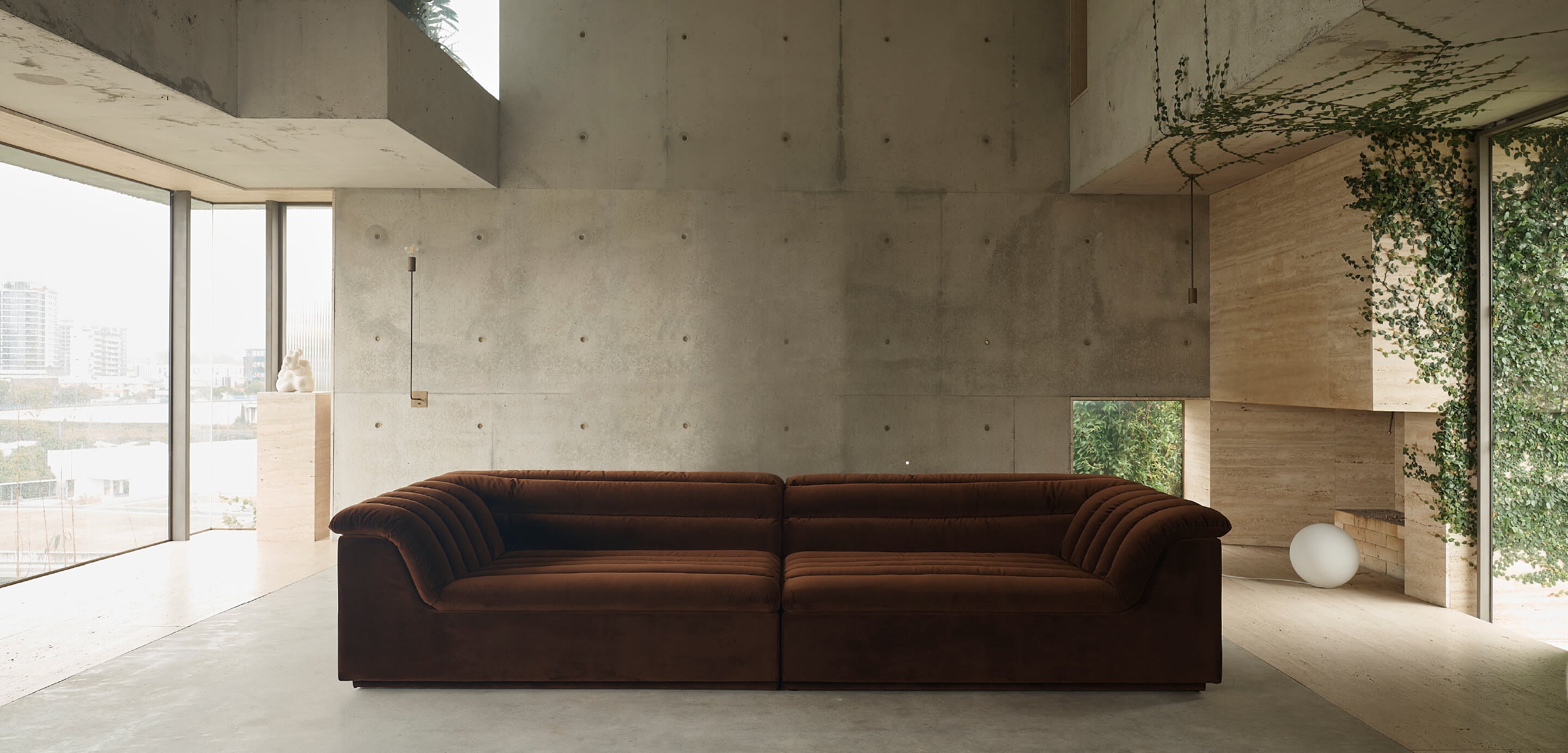 Introducing FLOAT, the new 70s inspired sofa by Sarah Ellison. Set in a Pantone approved brown colour, Piccolo, this couch is inspired by the conversation pits of the 1970s and is designed to be both comfortable and stylish.