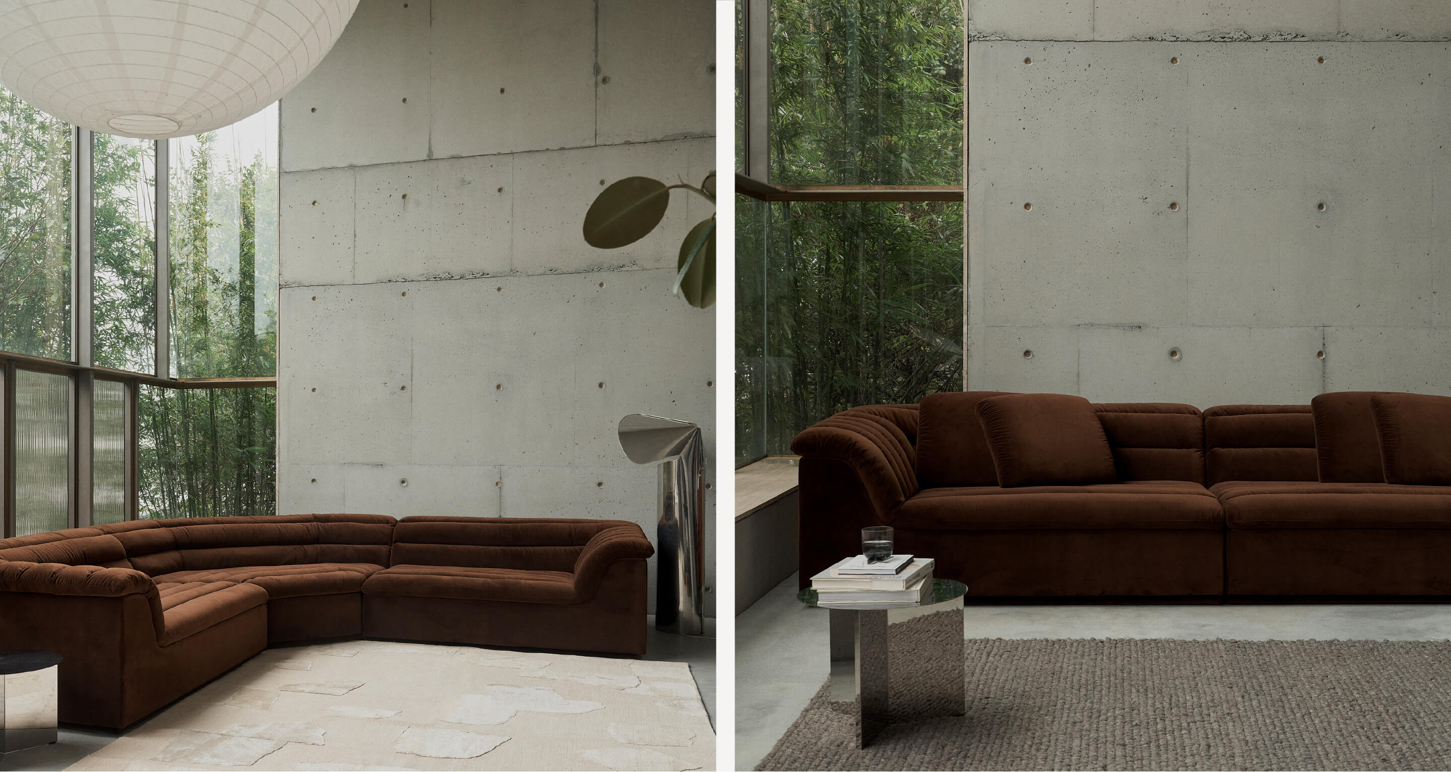 Introducing FLOAT, the new 70s inspired sofa by Sarah Ellison. Set in a Pantone approved brown colour, Piccolo, this couch is inspired by the conversation pits of the 1970s and is designed to be both comfortable and stylish.