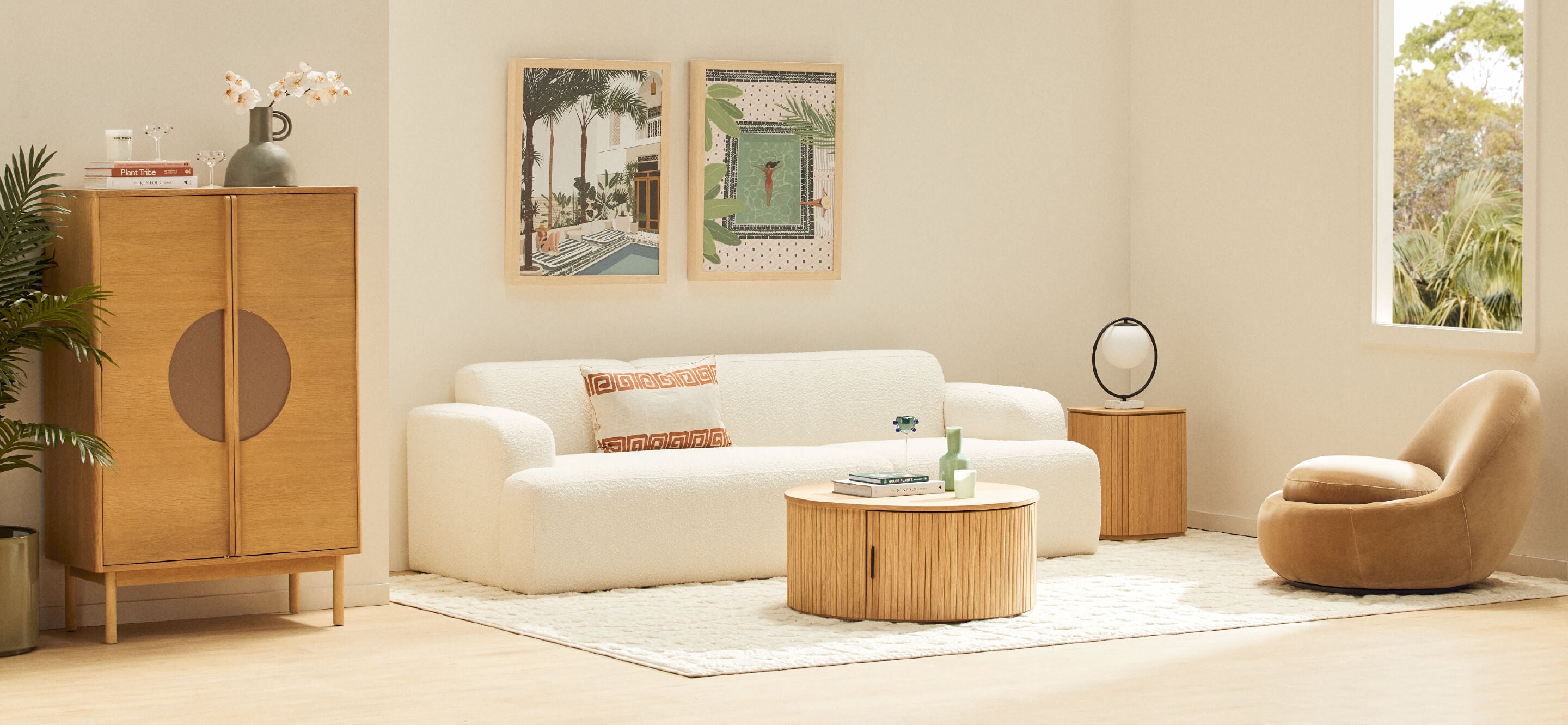 Introducing our Capsule Spring/ Summer 22 collection, the Brooklyn Living space is neutral and contemporary, full of stunning boucle pieces, coffee tables, storage and colourful home decor. Shop the collection online or in-store now!