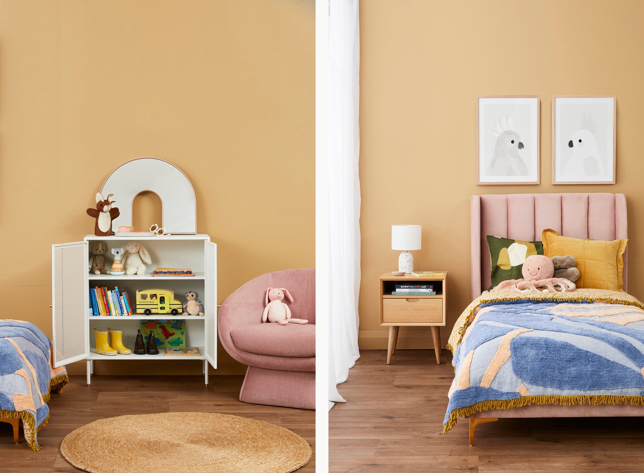 A warm and soft kids bedroom, shop the look online and instore!