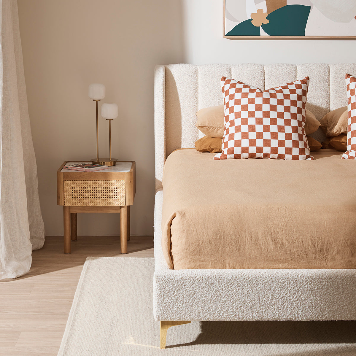 Georgia Boucle Queen Bed (White)