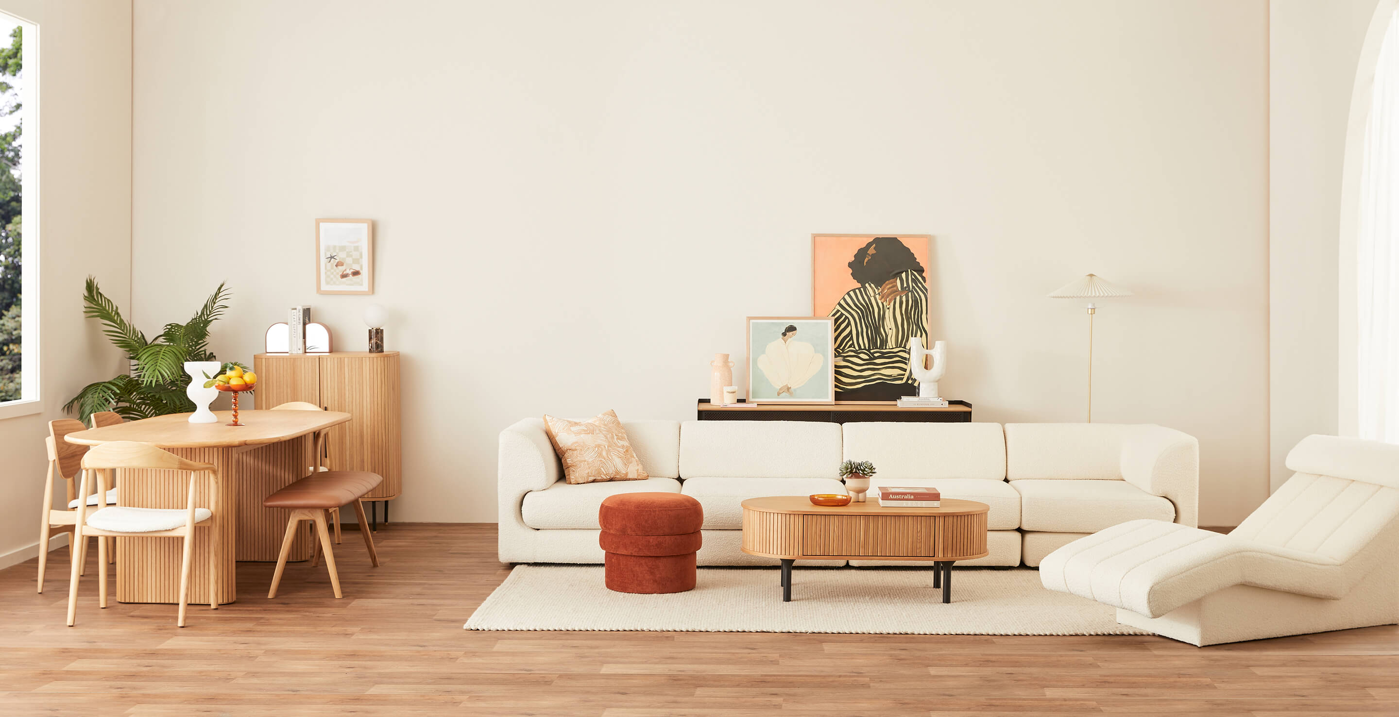 Introducing the Noir styled space as part of our Abode AW22 collection, full of neutral tones, oak slatted furniture, and dreamy decor in this living / dining space. Shop the collection online or in-store now!