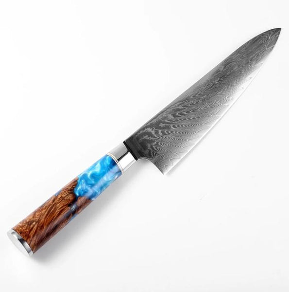 Steel 8'' Chef Knife With Blue Resin Handle – Pretty Little Sale