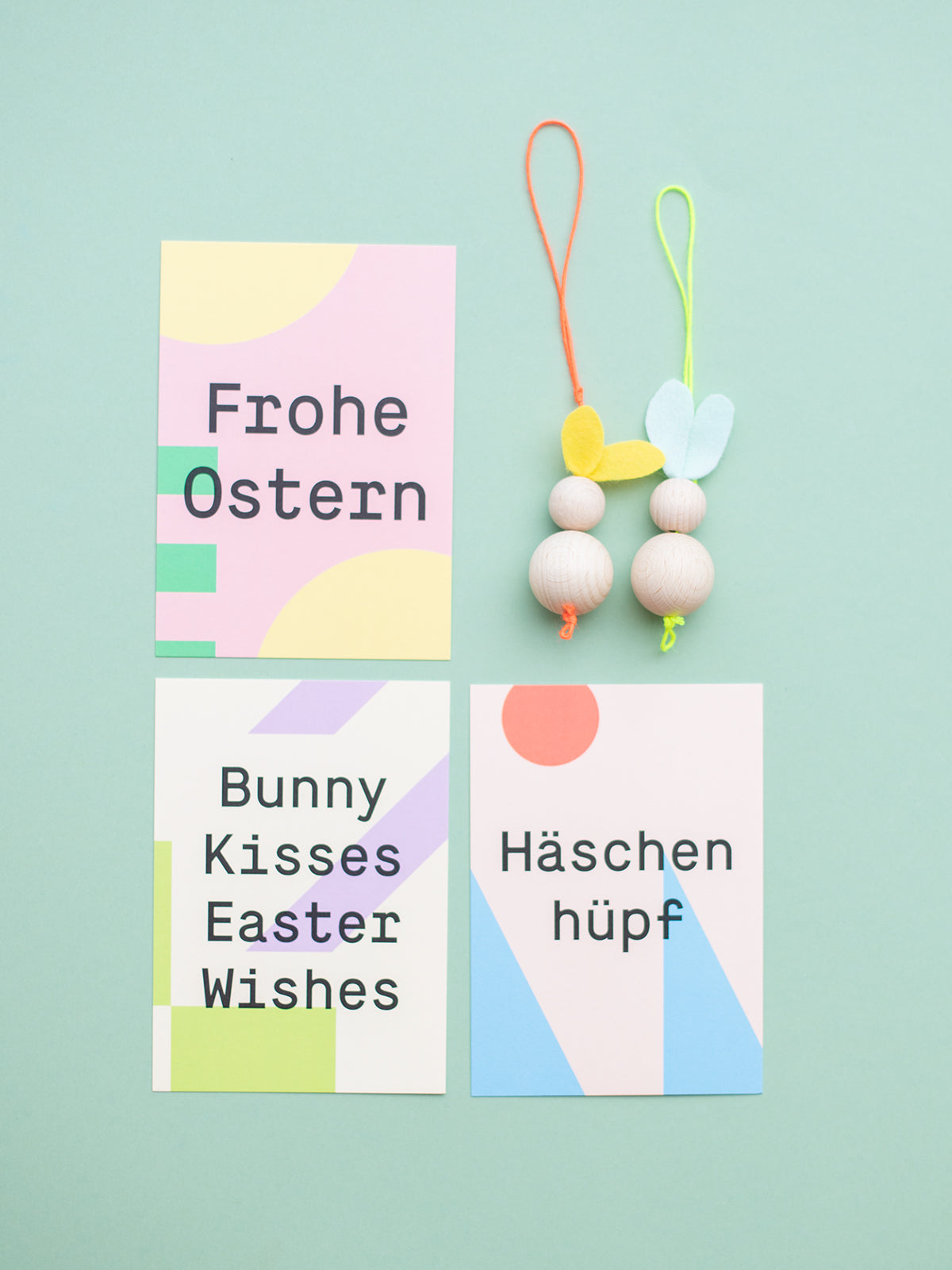 Kleine Prints Osterhasen aus Holzkugeln DIY Osterkarten