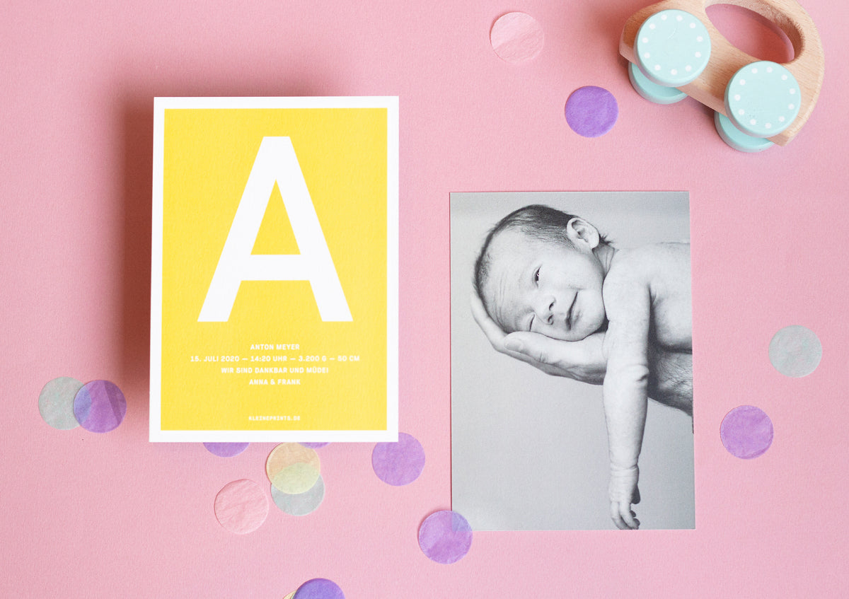 Schöne bunte Geburtskarten von Kleine Prints