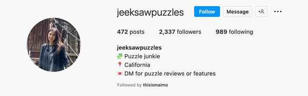 Inspiring puzzle influencers to follow now @jeeksawpuzzles
