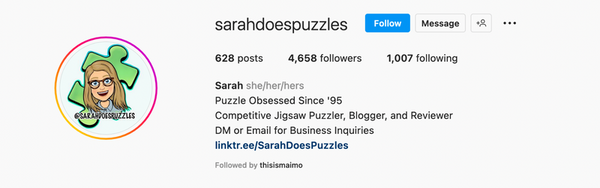 Inspiring puzzle influencer @sarahdoespuzzles