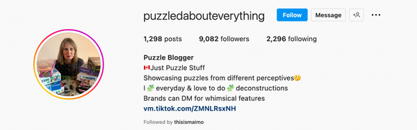 Inspiring puzzle influencer to follow @puzzledabouteverything