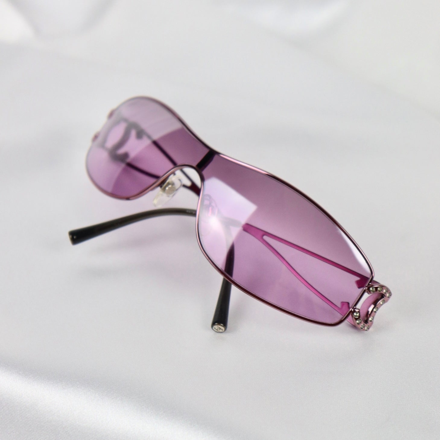 Pink Diamanté Shield Sunglasses – Retro Angels