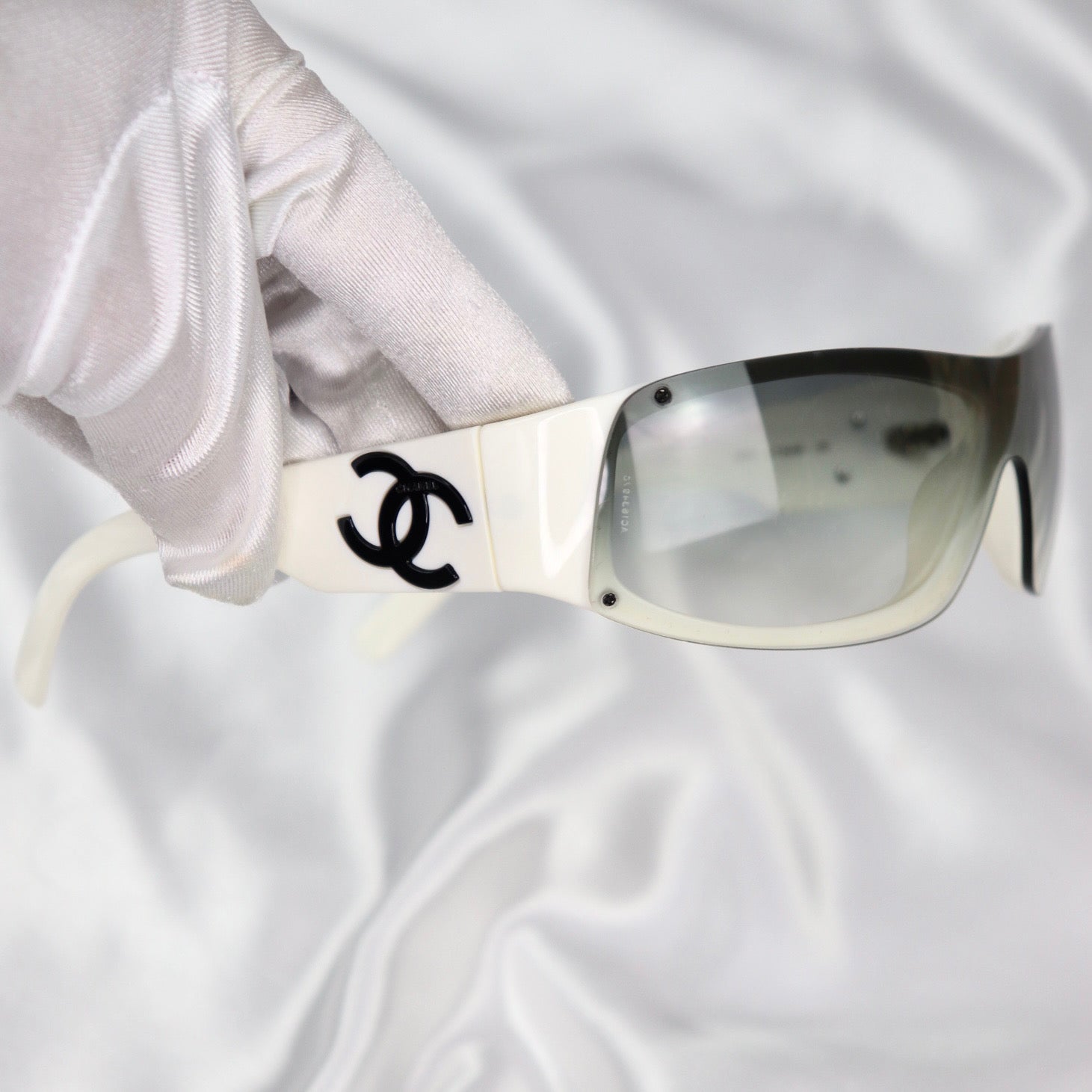 Chanel Vintage Sunglasses Rare Wire Wrapped Shield Gold 100 Authentic   eBay