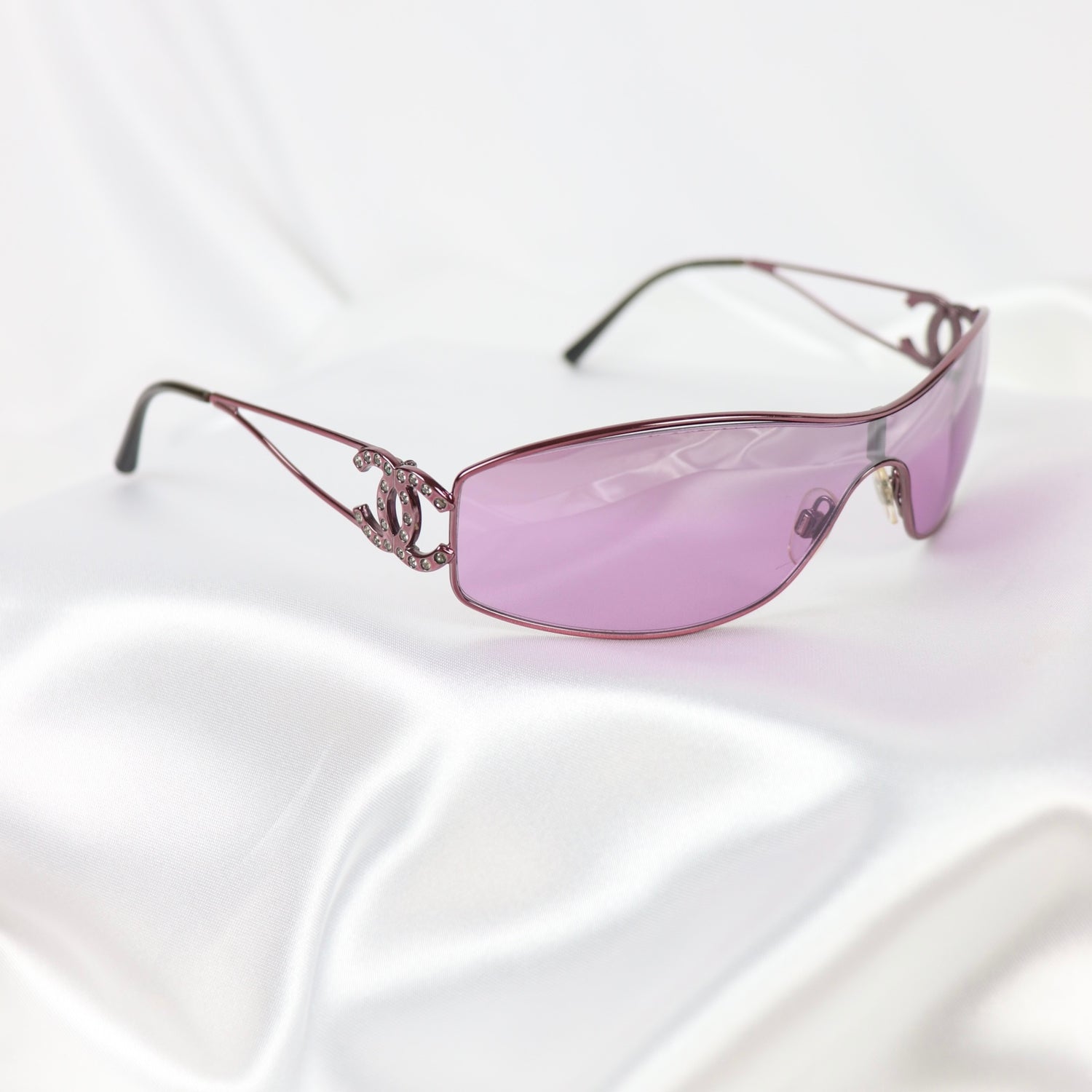 Pink Diamanté Shield Sunglasses – Retro Angels