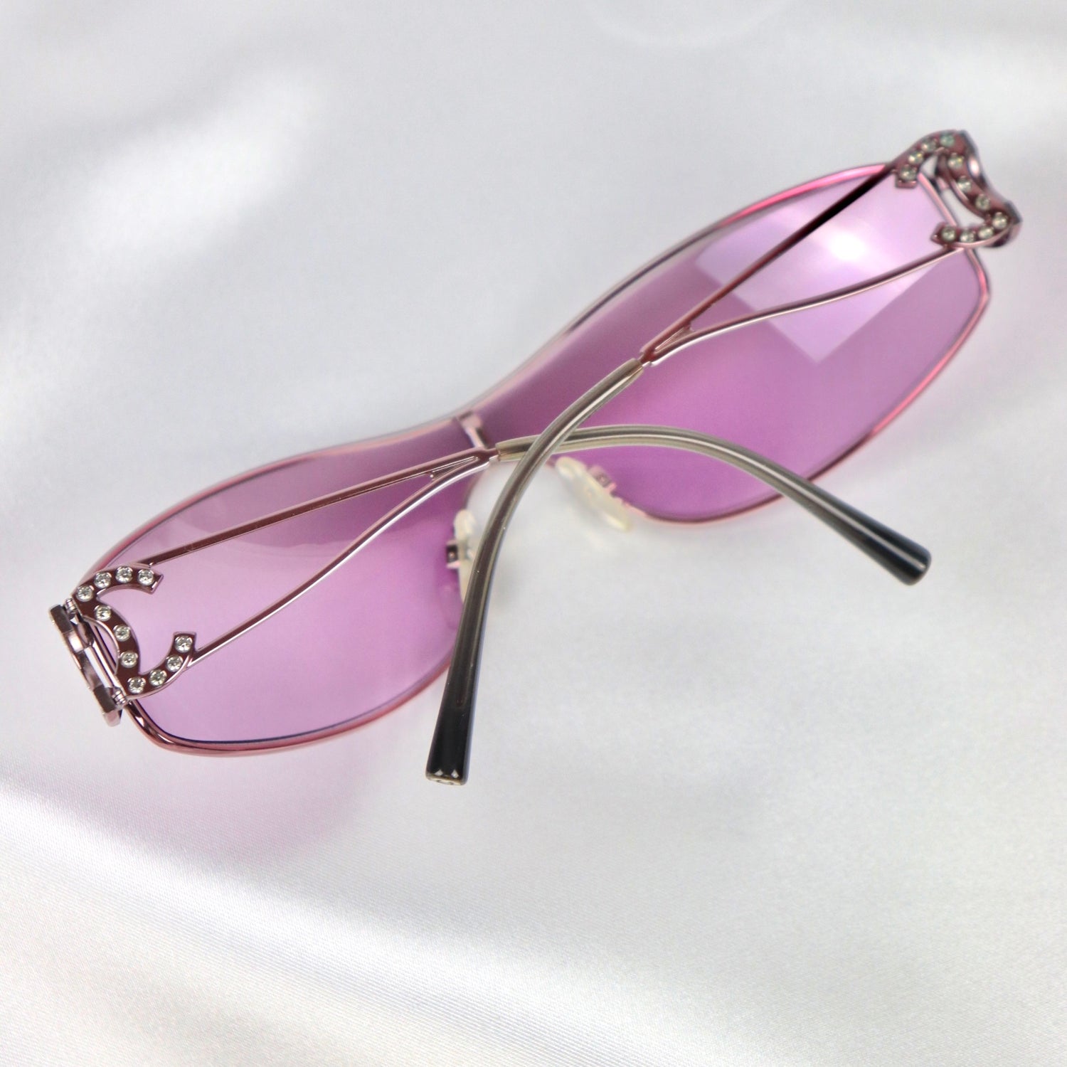 Pink Diamanté Shield Sunglasses – Retro Angels