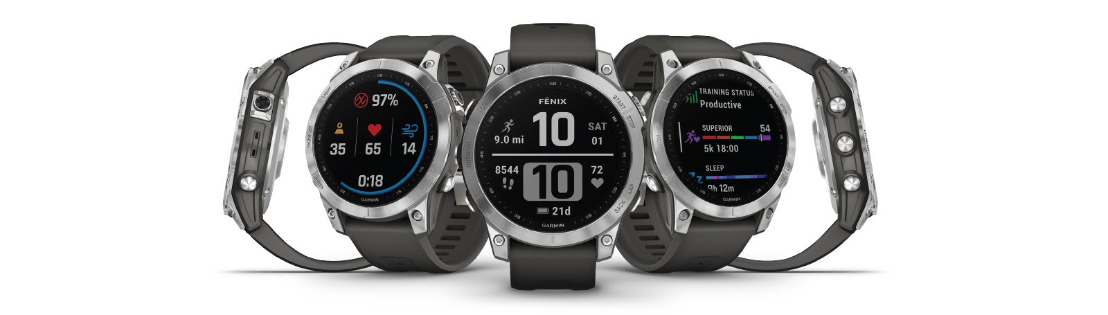 Garmin fēnix 7 Standard Edition Silver with Graphite Band | Strictly Bicycles