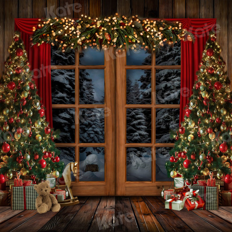 Kate Fondo de árbol de madera vintage de ventana de Navidad para fotog –  Katebackdrop ES