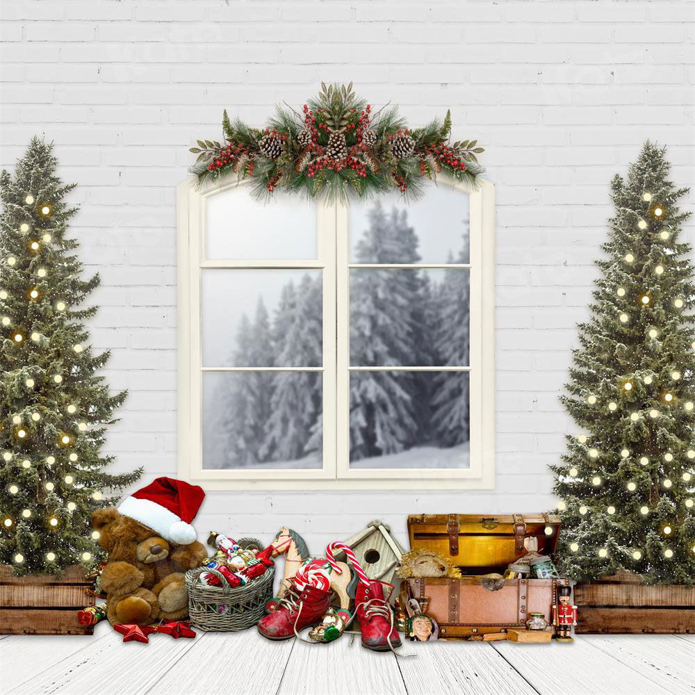 Solo € 24? Kate navidad telón de fondo ventanas blancas y árboles de  Navidad para fotografía – Katebackdrop ES