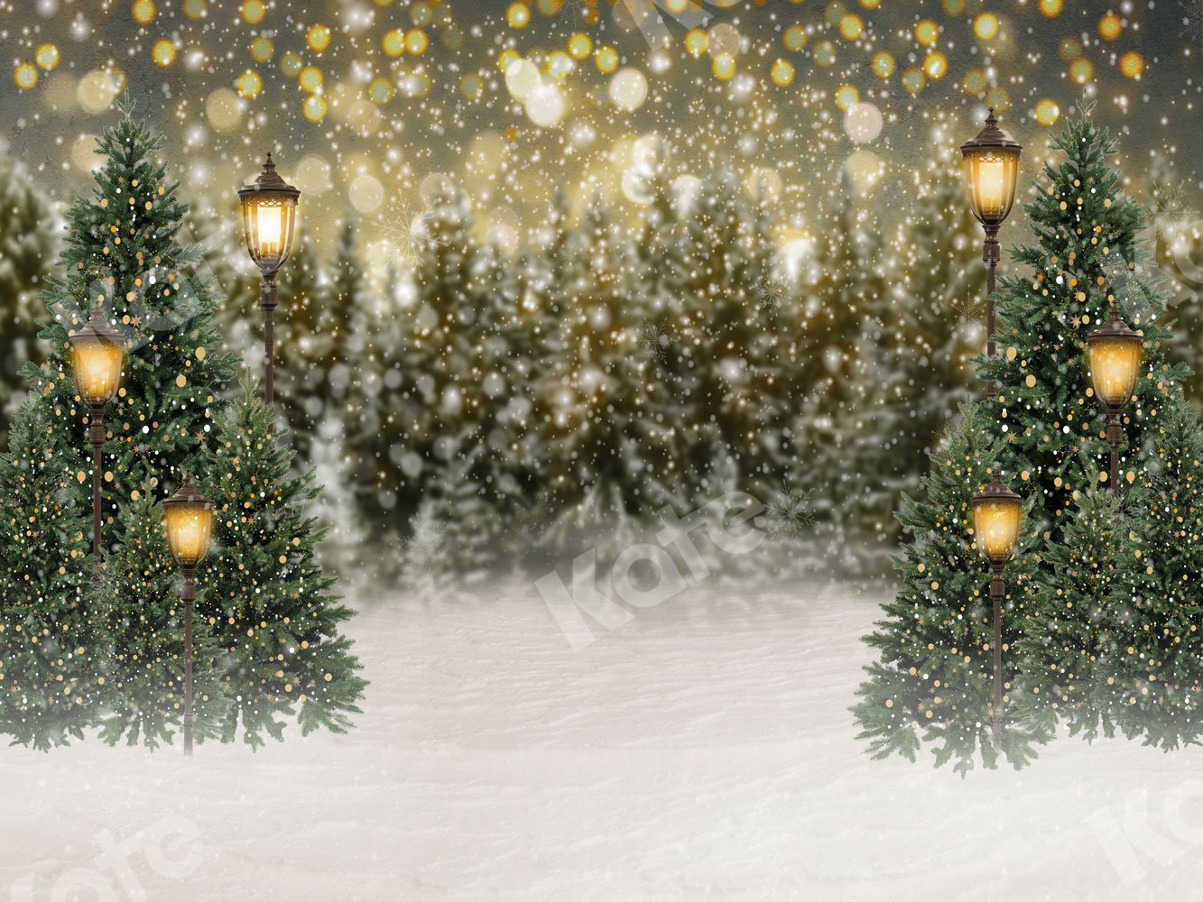 Kate Fondo de luces de bosque de nieve de Navidad para fotografía –  Katebackdrop ES