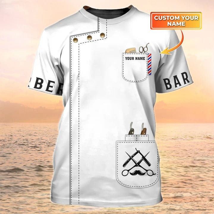 Barber T Shirt Custom Barber Shop Shirt White Barber Uniform