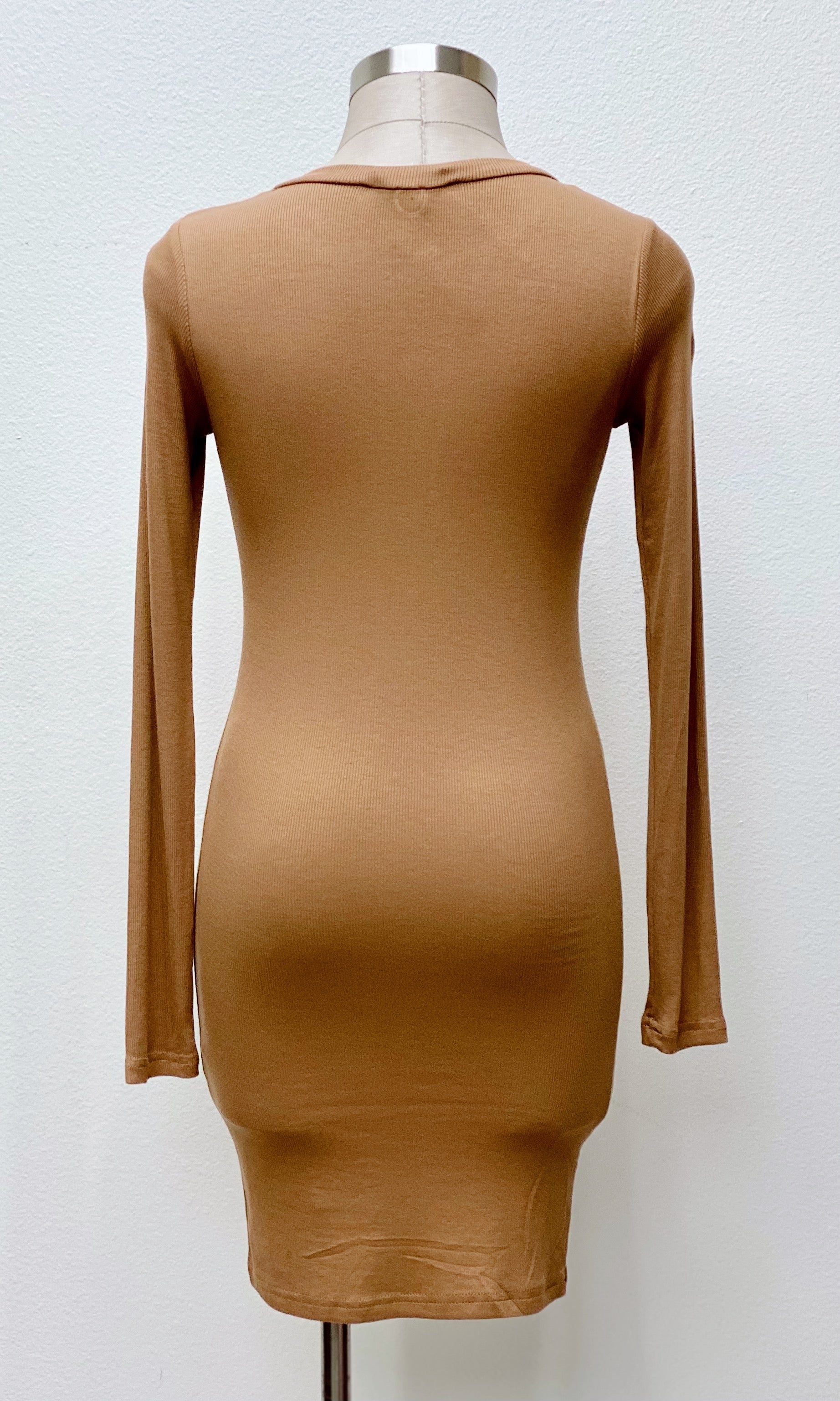 Agave Snap Button Rib Knit Dress | Taupe