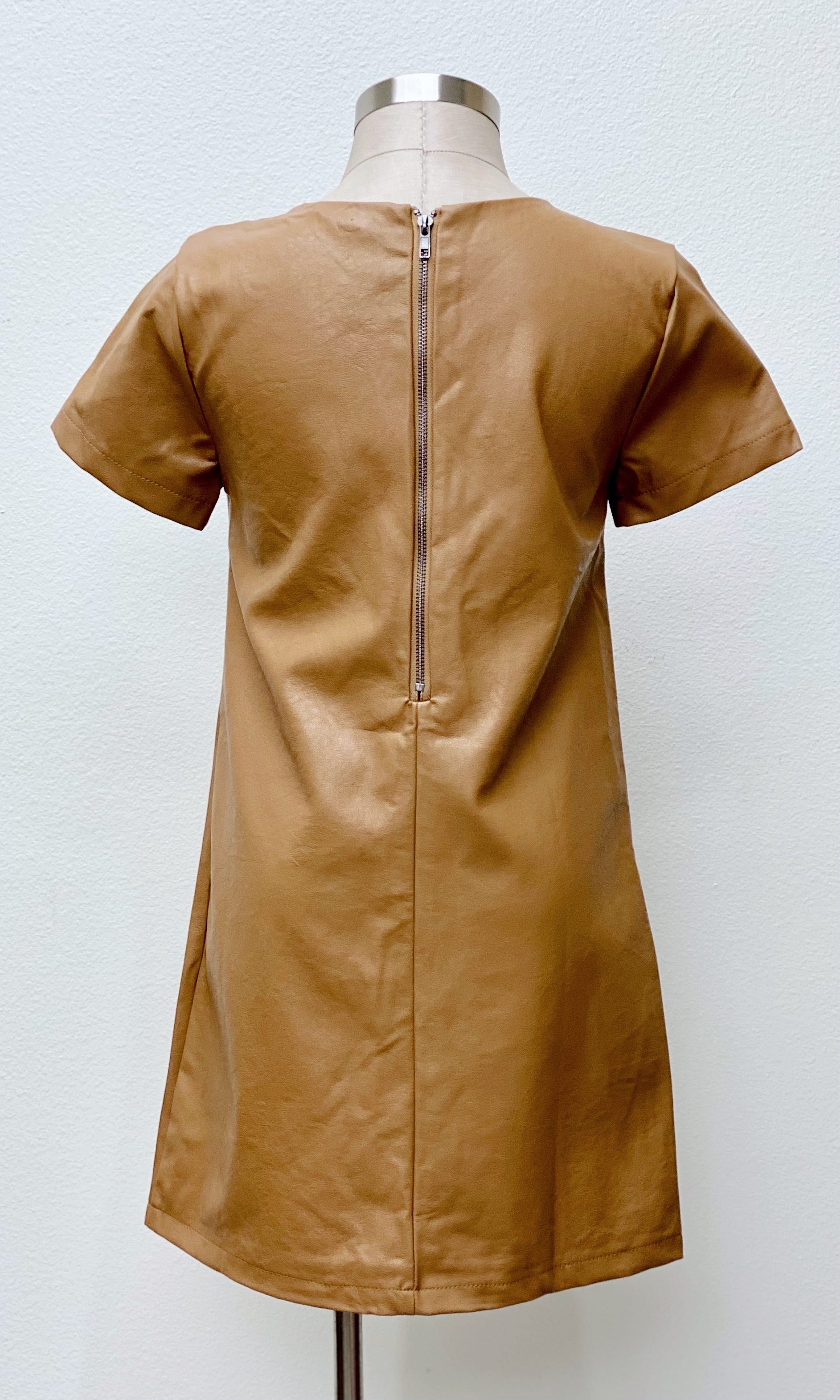 Ayse Faux Leather Shirt Dress | Khaki