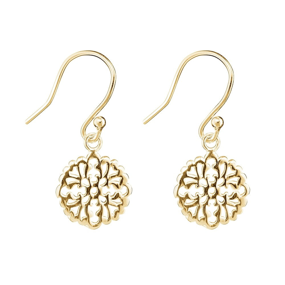 Solaris Gold Filigree Drop Earrings