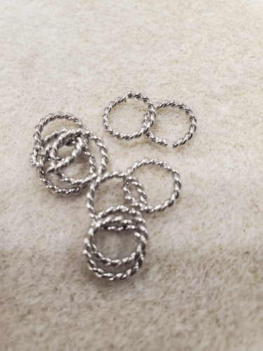 Stainless Steel Gold Jump Rings, 13 mm Open Twisted Silver Rings #384,  Large Textured 12 Gauge