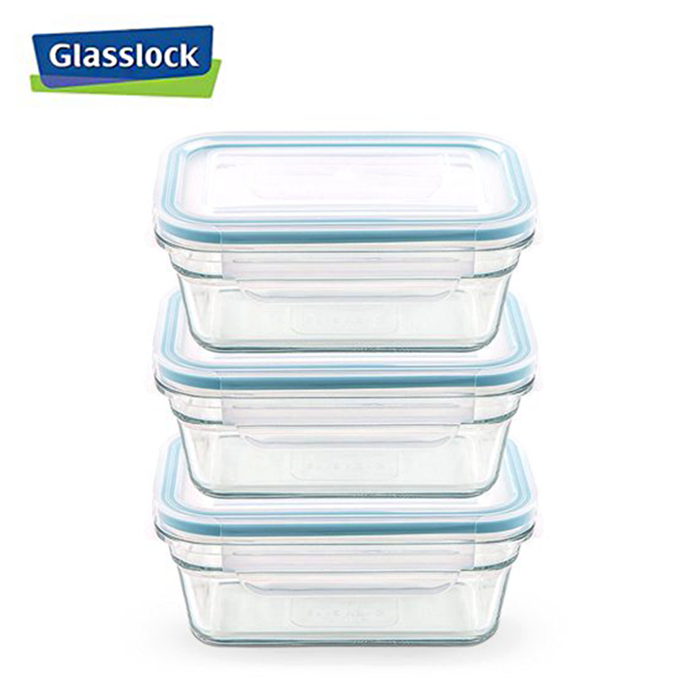 Glasslock] 64oz/1900ml Rectangular Food-Storage Containers with