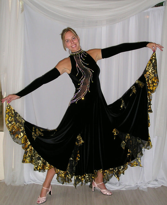 Ballroom Dance Dress ORANGE LACE - SaraDesign