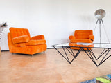 60er Jahre Modular Landschaft Sofa Sessel Sitzgruppe Orange Cord