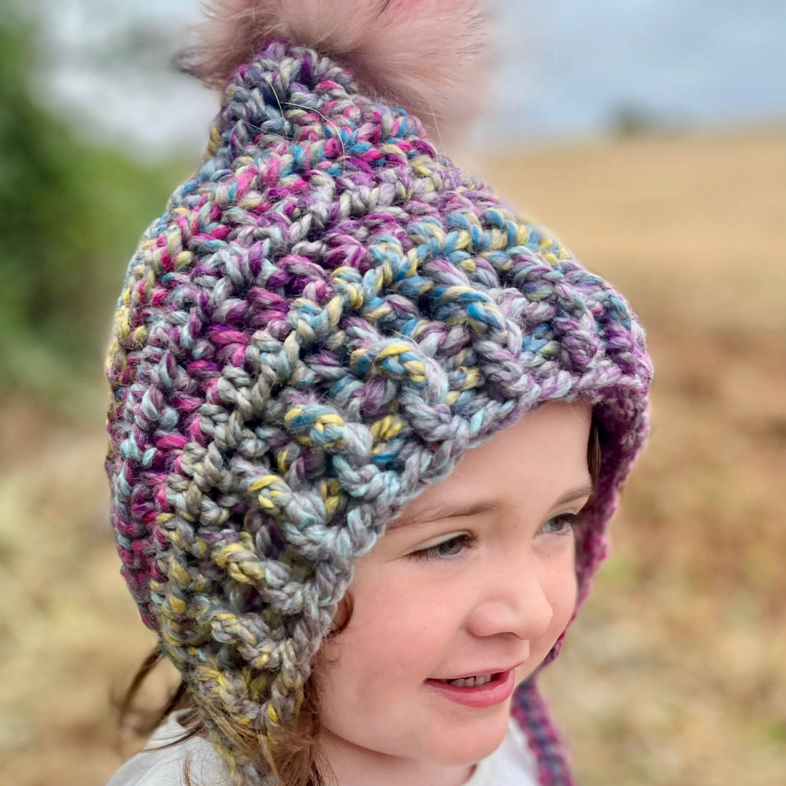 Husky pixie bonnet with faux pompom – Tea and Crochet