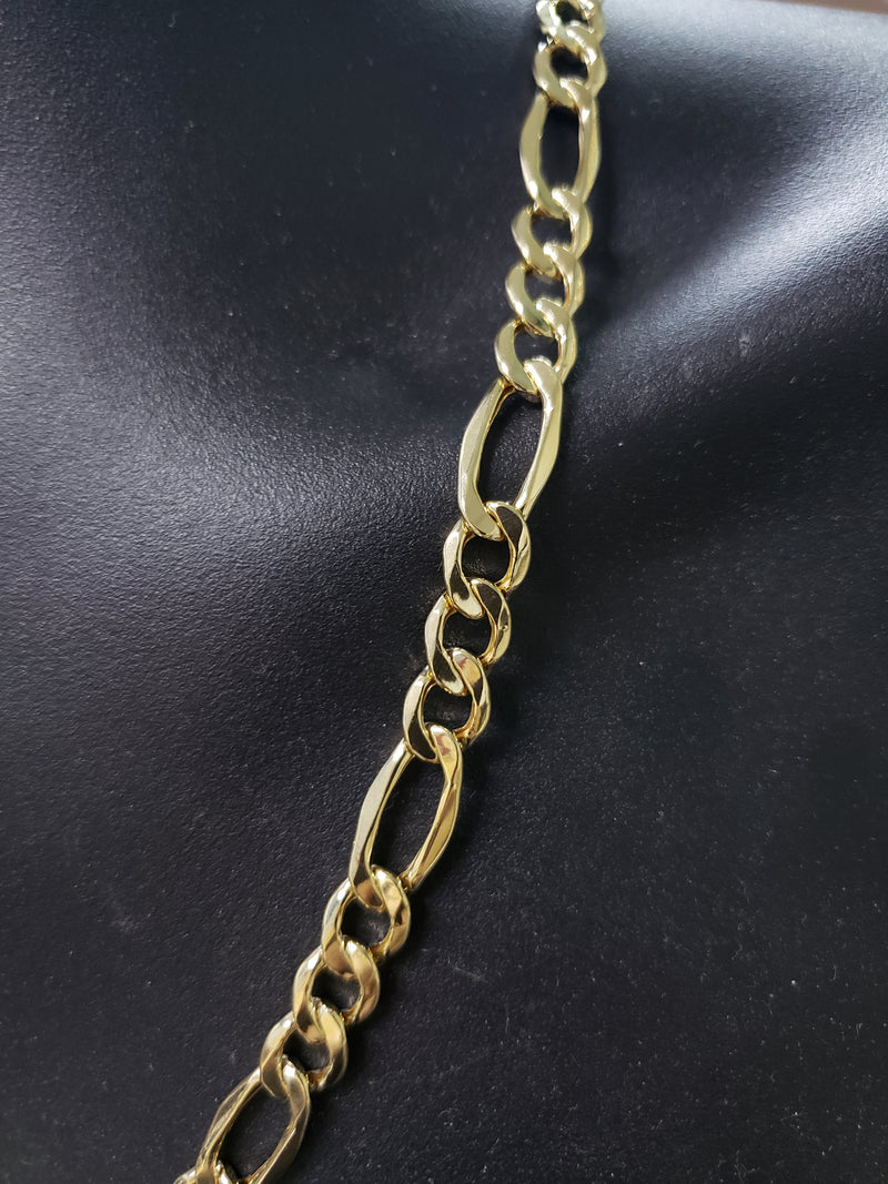 9mm Figaro Chain 10k Yellow Gold