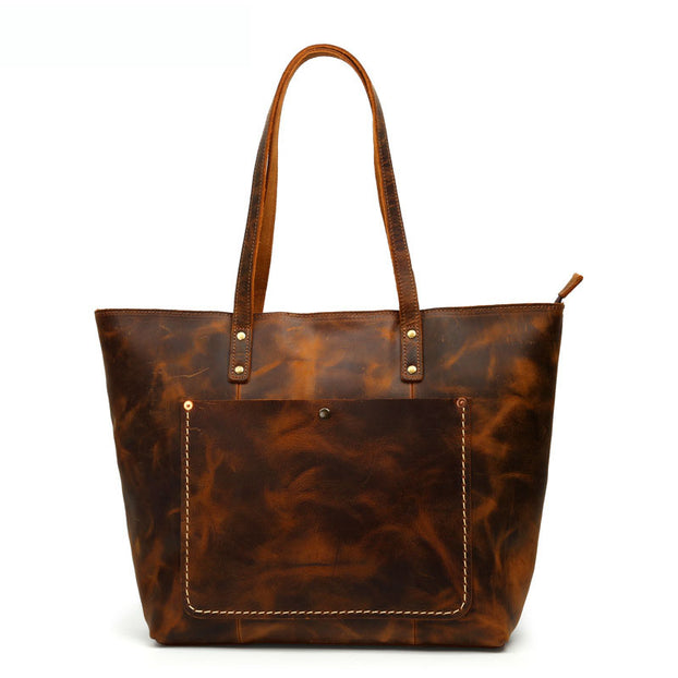 100% Genuine Full Grain Leather Women's Shopping Bag, Shoulder Bags wi ...