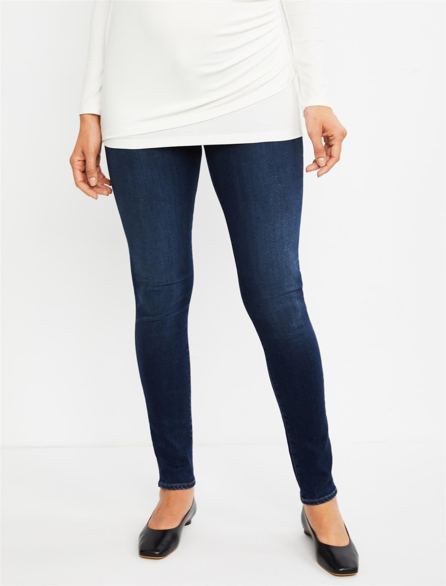 J Brand Mama J Skinny Maternity Jeans In Fleeting In Dark Denim