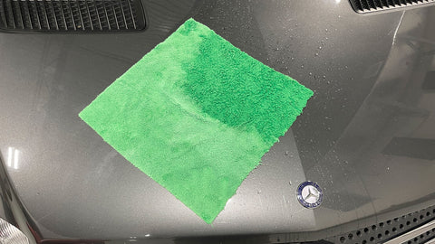 microfiber towel on car 