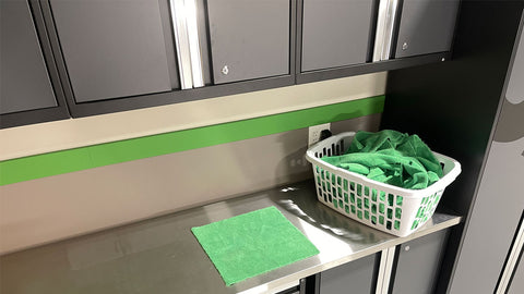 microfiber towel flat on the counter 