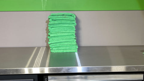stacked and folded microfiber towels 